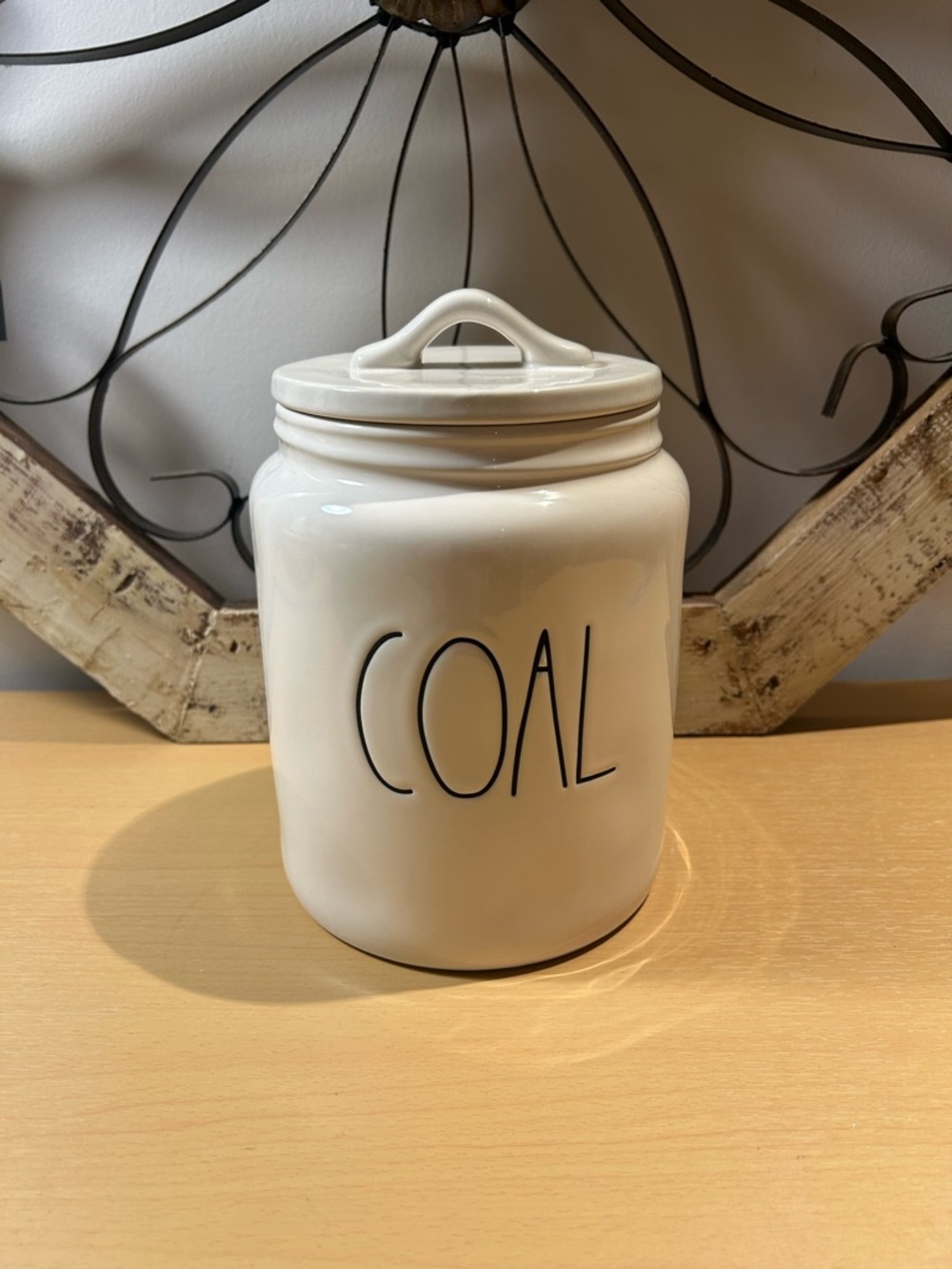 Rae Dunn Cream Ceramic "COAL" Canister